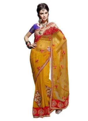Picture of handmade pure cotton cultural saree orange printed sari