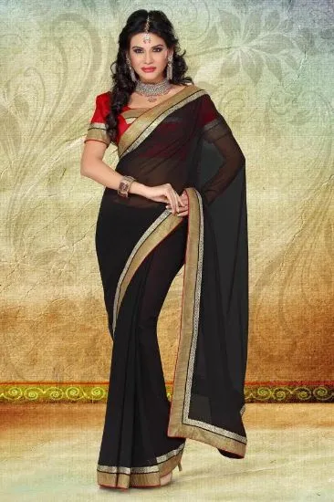Picture of bollywood designer wedding partywear georgette saree sa