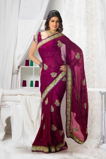 Picture of bollywood indian art silk saree women festival wear emb