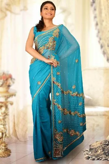 Picture of bollywood printed saree party wear indian ethnic design