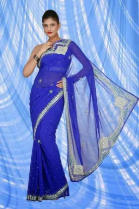 Picture of designer party banarasi silk saree wedding silk sari et