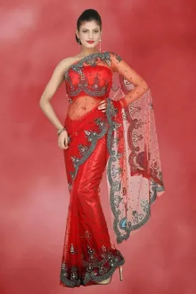 Picture of designer party saree ethnic thread embroiderywork sari 