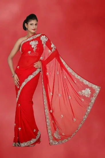Picture of designer saree indian wedding party wear hand woven bol