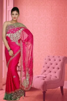 Picture of designer sari embroidered multi colour georgette saree 