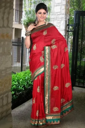 Picture of designer sari resham zari work banarasi saree cotton bl