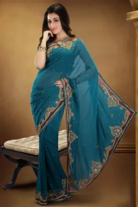 Picture of ekaa georgette printed casual saree sari bellydance fab