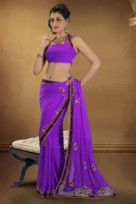 Picture of embellish bhagalpuri silk bollywood saree indian woman 