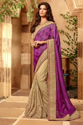 Picture of embellish bhagalpuri silk bollywood saree pakistani wom