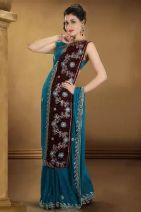 Picture of embellish bollywood indian art silk saree pakistani par