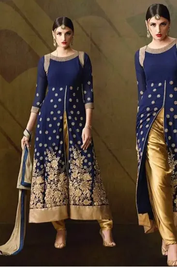 Picture of khwaab stitched women long evening formal party navyblu