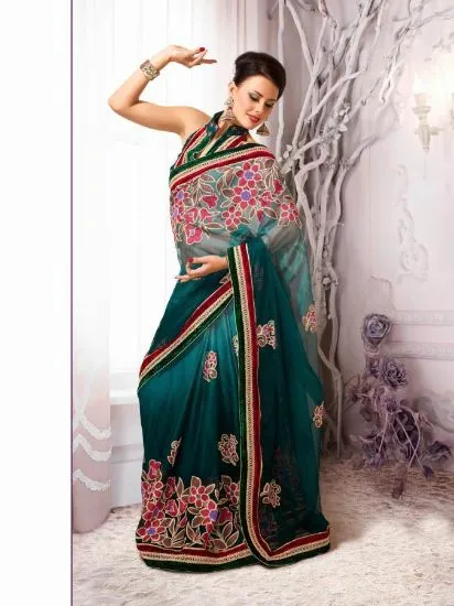 Picture of georgette sari indian ethnic wedding bollywood bridal d