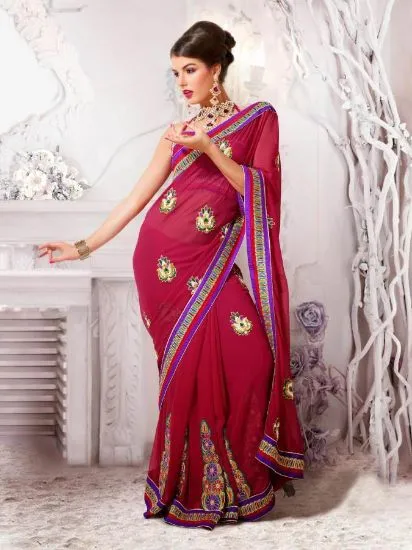 Picture of gorgeous saree beautiful thread work fancy fashion indi