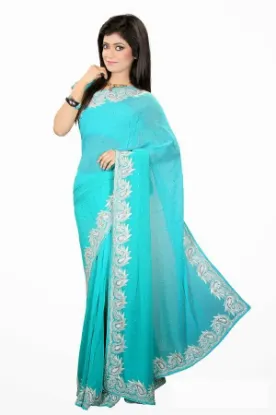 Picture of green color extremely beautiful satin silk bollywood de