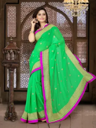 Picture of indian ethnic designer saree blouse fashion multi flora