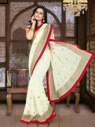 Picture of indian ethnic designer saree blouse multi fashion flora