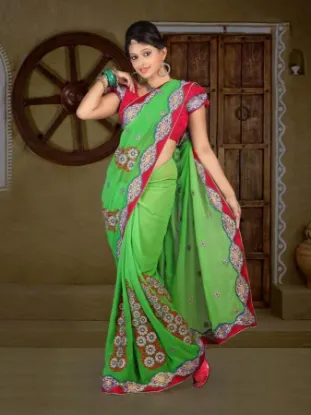 Picture of indian pink designer zari border bollywood style sari g