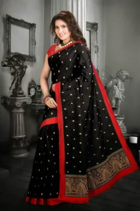 Picture of indian traditional sari with blouse pure cotton designe