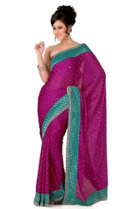 Picture of indian handmade crepe silk saree multicolor nice printe