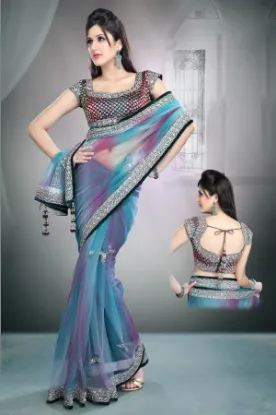 Picture of indian handmade crepe silk saree multicolour floral pri