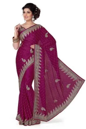 Picture of indian handmade ethnic pure silk brown abstract saree p
