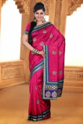 Picture of indian floral saree handmade style silk blend fabric bo