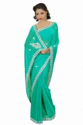 Picture of indian party designer sari bollywood style ethnic viole