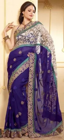 Picture of indian printed saree handmade style nylon silk fabric b