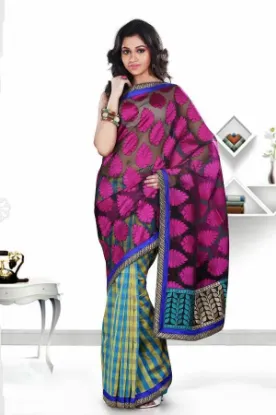 Picture of indian handmade ethnic saree floral printed pure silk b