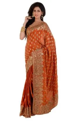 Picture of indian handmade pure silk beige saree human printed eth