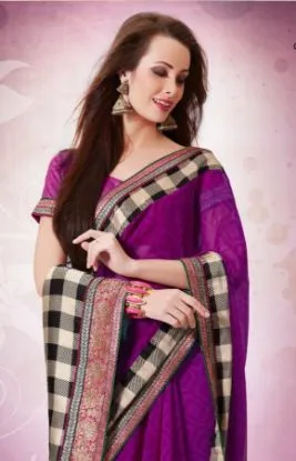 Picture of indian handmade pure silk saree purple floral printed a