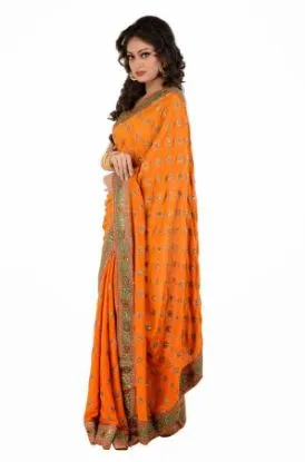 Picture of indian ethnic handmade saree pure silk floral printed y