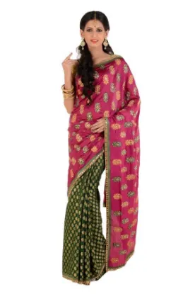 Picture of indian ethnic handmade sari pure silk abstract printed 