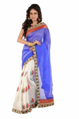Picture of indian ethnic handmade sari pure silk yellow nice print