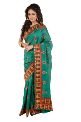 Picture of indian floral printed pure silk handmade saree ethnic s