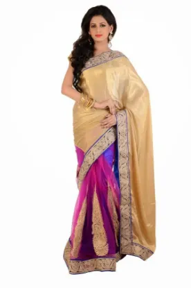 Picture of indian floral saree handmade style silk blend fabric bo