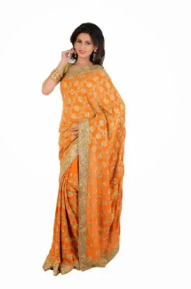 Picture of indian traditional bandhani saree silk blend ethnic vi,