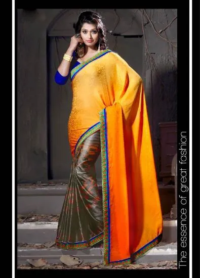 Picture of indian handmade ethnic pure silk beige saree paisley pr