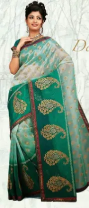 Picture of om handmade indian sari georgette & net hand embroidere