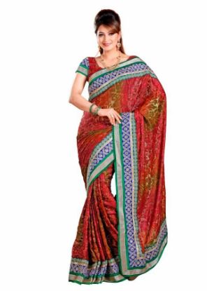 Picture of pure silk elephant printed handmade saree ethnic indian