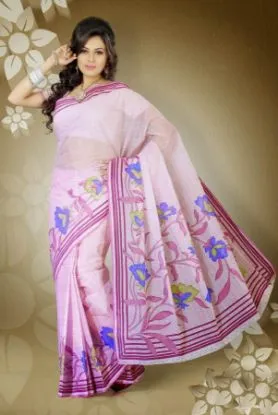 Picture of pure silk indian handmade batik printed outfit saree fl
