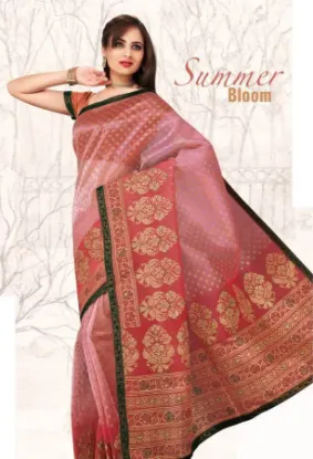 Picture of pure silk nice printed handmade saree indian craft fabr
