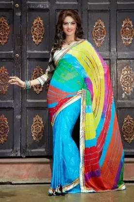 Picture of greenchenderi soft silk saree grand saree full jari wor