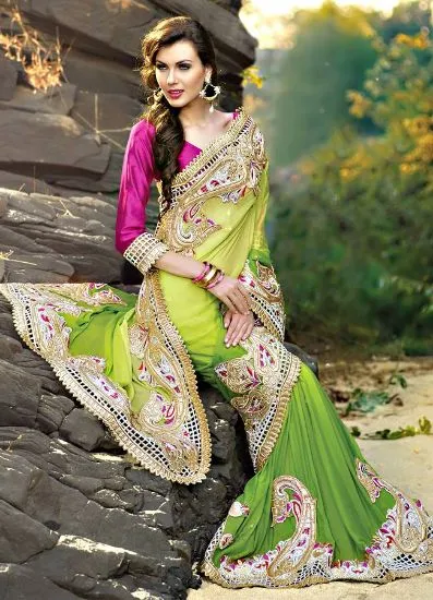 Picture of greenfancy silk saree heavy silk saree diwali festivel 