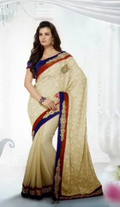 Picture of india handmade pure silk saree brown floral printed sar