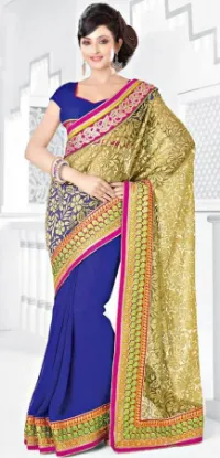 Picture of indian handmade style woven sari ethnic wear combo of f