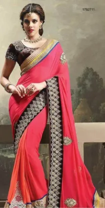 Picture of indian handmade traditional clothing polyester saree fl