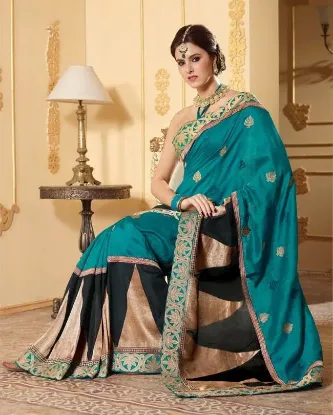Picture of indian women festival bollywood party wear ethnic saree