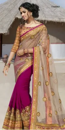 Picture of indian women wear traditional craft fabric saree ethnic