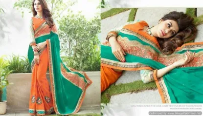 Picture of indian yellow bandhani saree chiffon fabric modest maxi