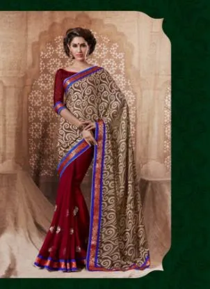 Picture of om handmade indian sari georgette hand beaded rhineston